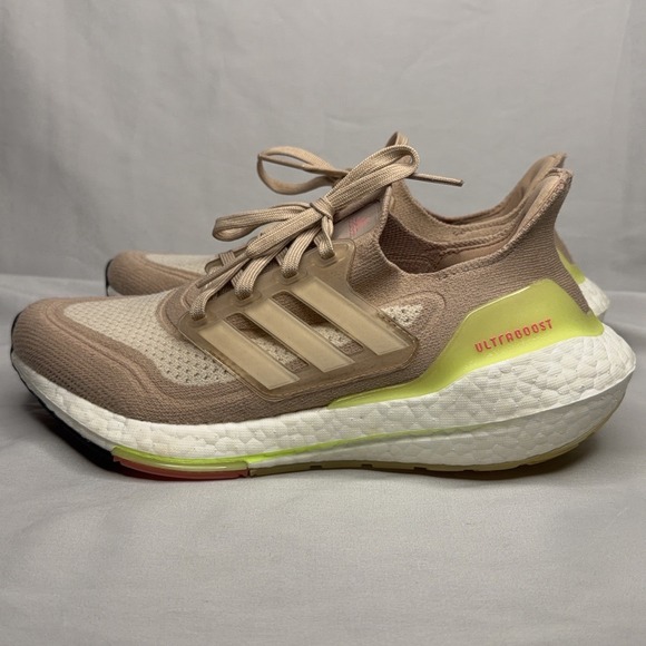 Adidas Trainers Womens 7 UltraBoost 21 Ash Pearl Pink Road Running Light Shoes - Picture 2 of 15